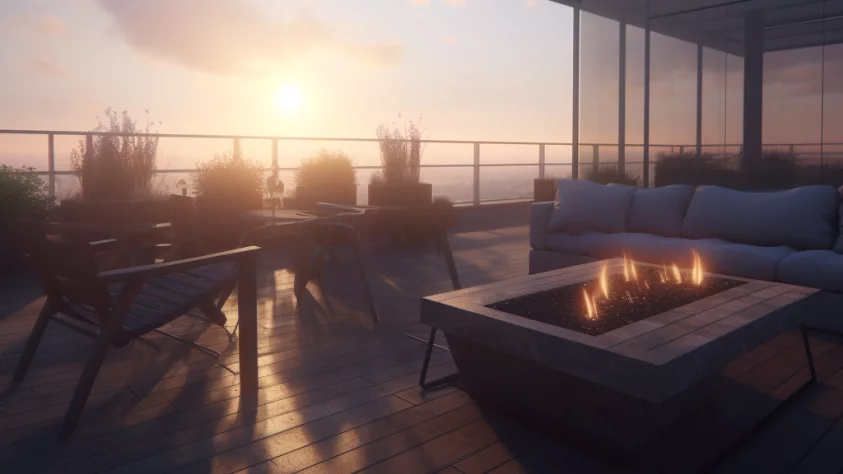 sunset on the deck
