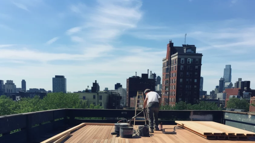 rooftop deck and boston view