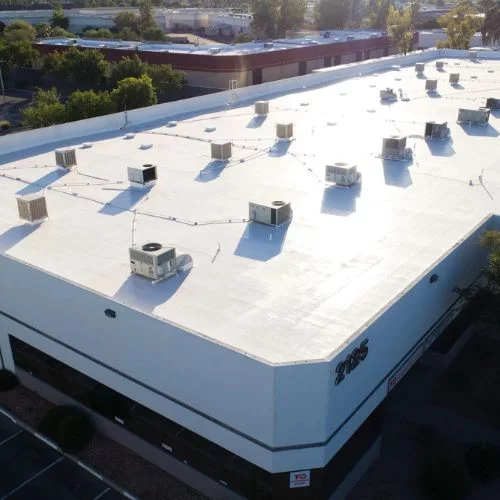 pvc roofing membrane on commercial roof