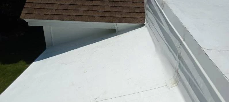 Close-up of the newly installed PVC roof