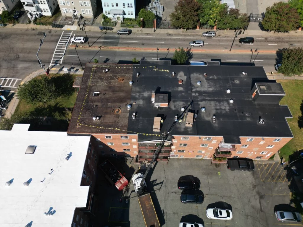 Installation of the 60-mil PVC at the 790 Hyde Park Ave site