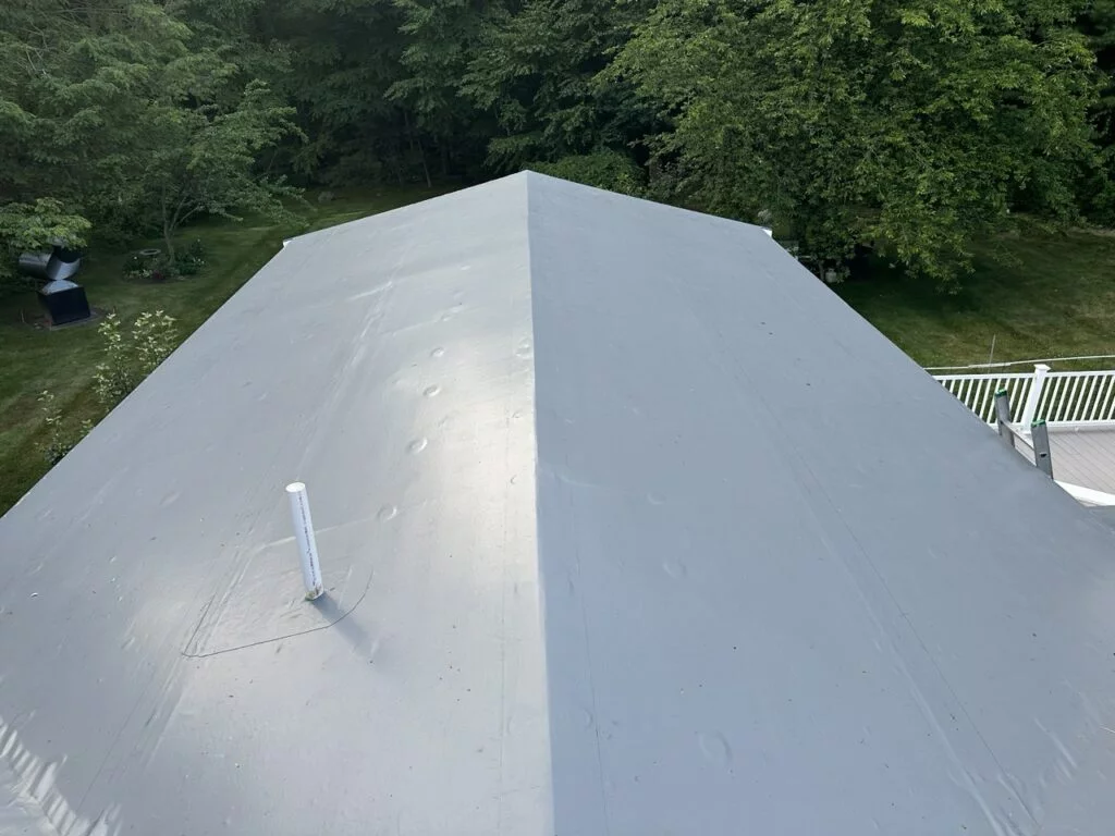 Newly installed gray flat roof at 18 Dartmouth Dr Framingham