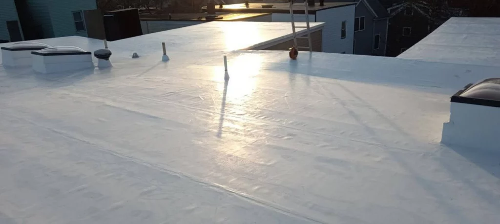 PVC roofing and roof replacement at Columbia St Cambridge