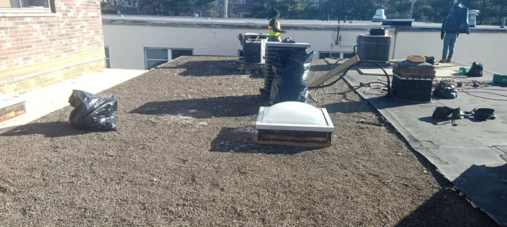 ID Flat Roof roofing Needham project