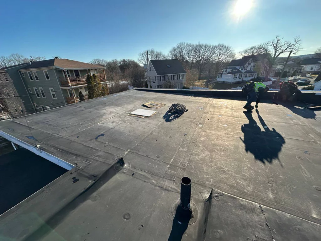 Roof replacement with PVC roofing at Solaris Rd