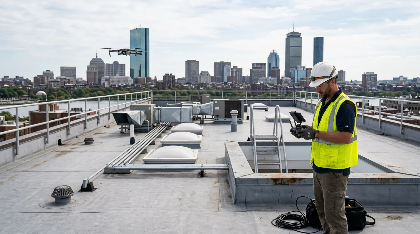 Drone roof inspection in Boston Massachusetts