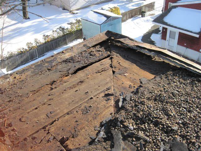 places where the roof deck was completely rotten and deteriorated