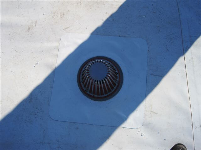 installed a new 3 inch IB drain with a rubber gasket to prevent possible back-flow and an aluminum dome over it