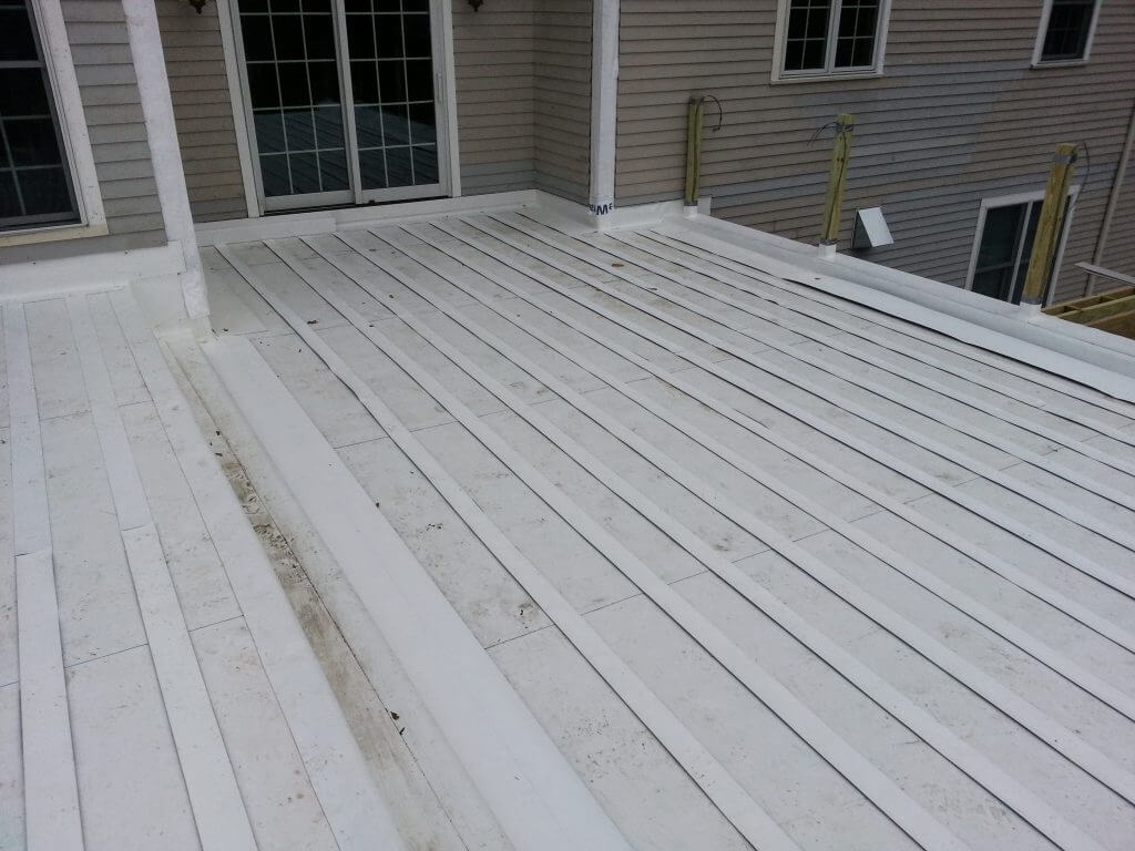 PVC Roof Installation Under Floating Wooden Deck