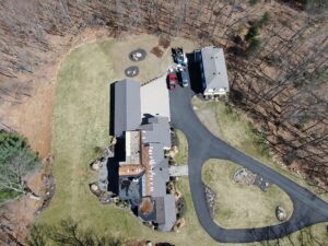 brookline roofing - rooftop and road