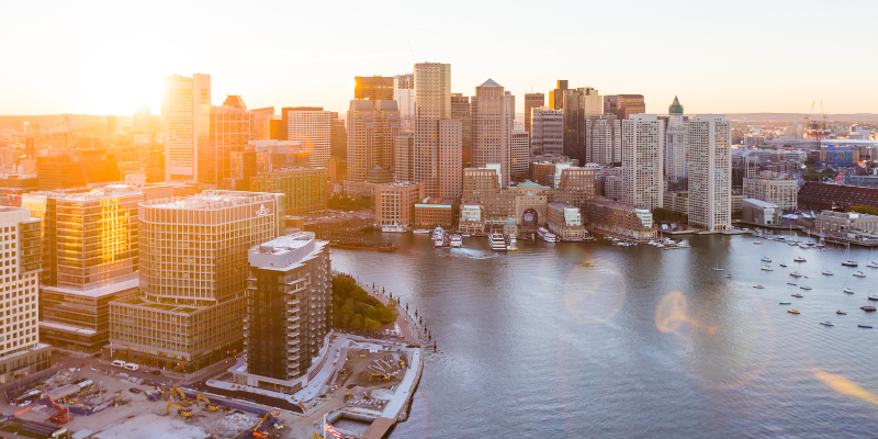 View of the flat rooftops of Boston