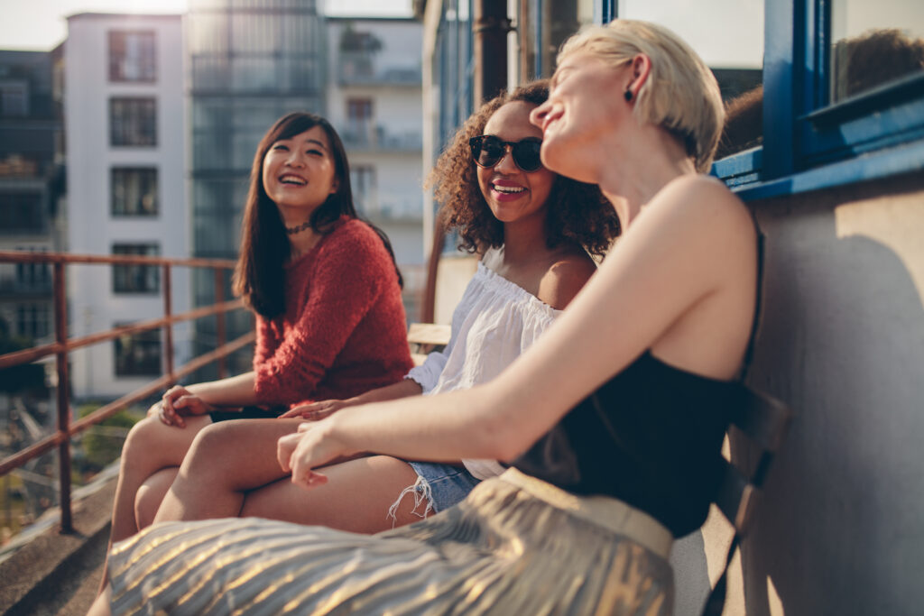 Socializing on roof top deck