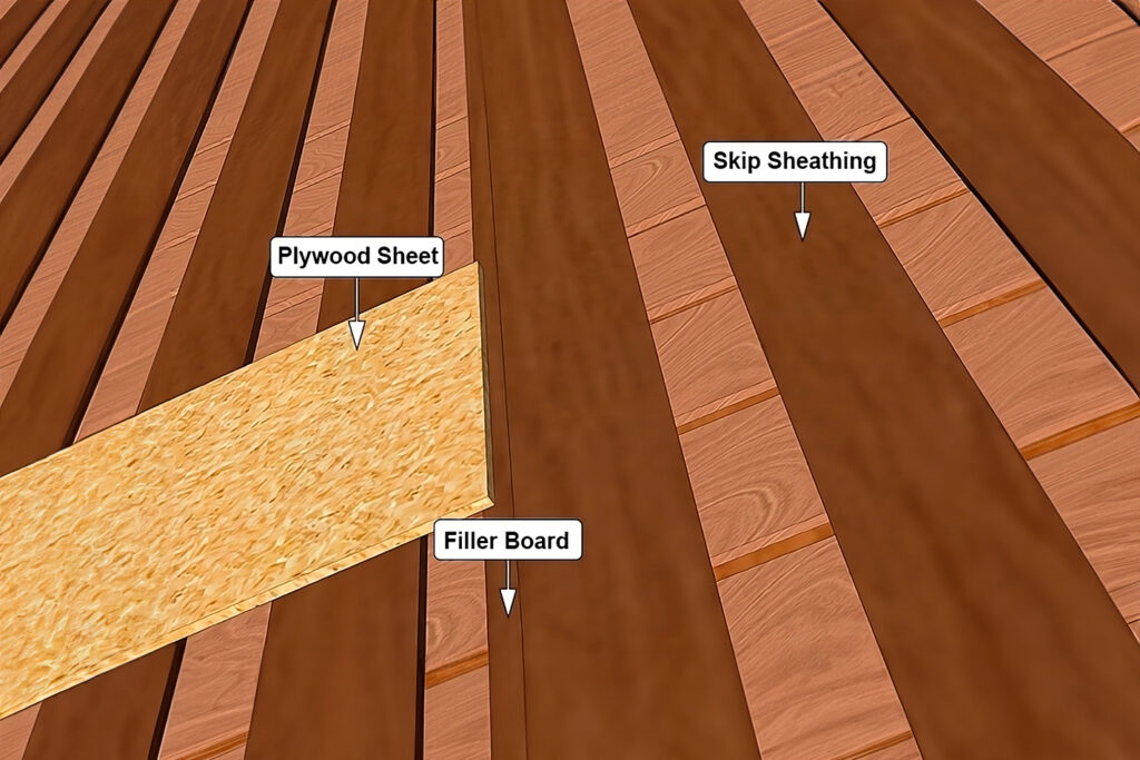 plywood sheet - filler board - skip sheating