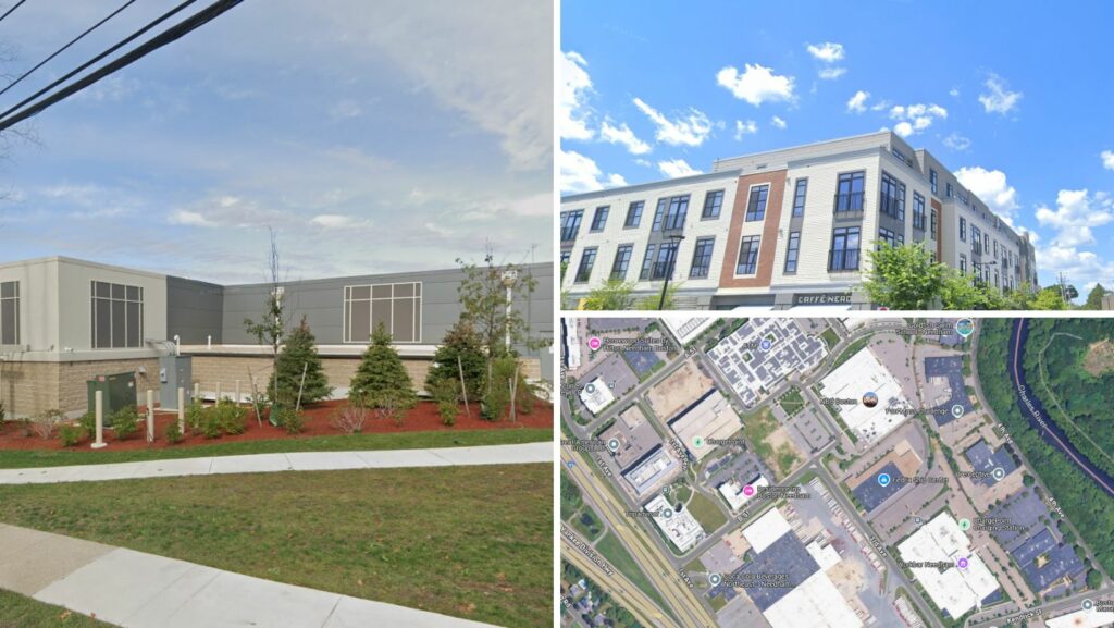 Commercial and retail buildings in Newton, MA featuring flat roofing systems, ideal for energy efficiency and solar panels