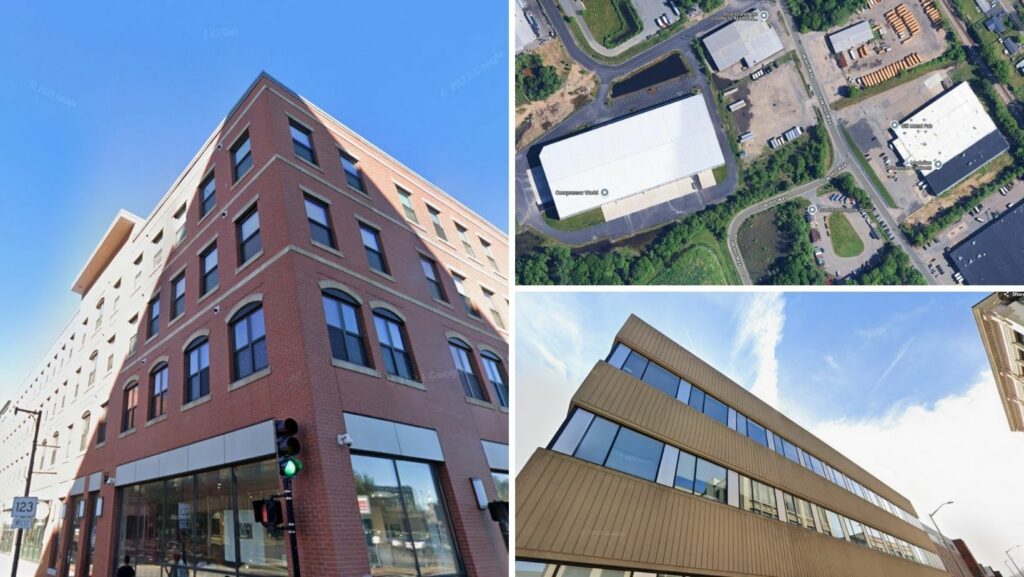 Industrial and commercial properties showcasing flat roofing in Brockton, MA