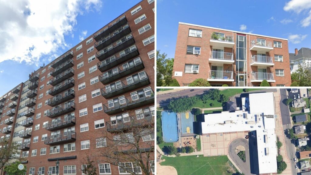 Residential apartment buildings featuring flat roofs in Malden, MA