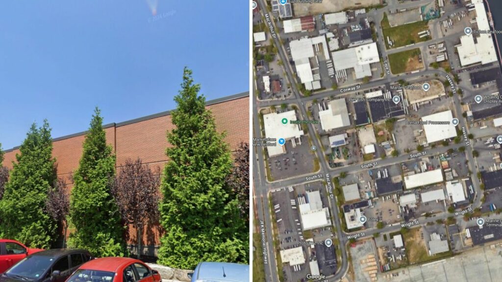 Commercial and industrial properties featuring flat roofing in New Bedford, Massachusetts
