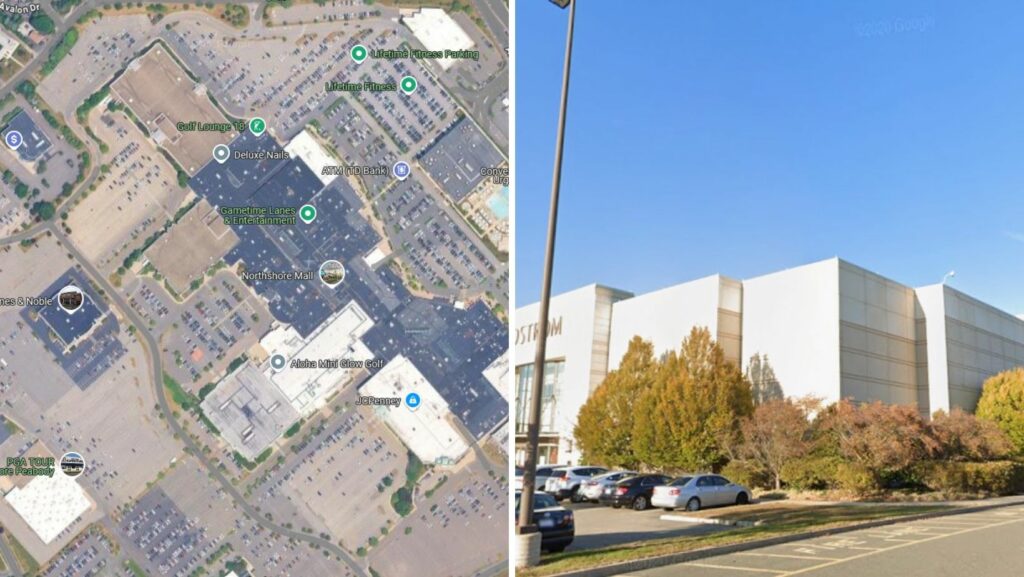 Modern commercial building and surrounding business park with flat roofing in Peabody, MA