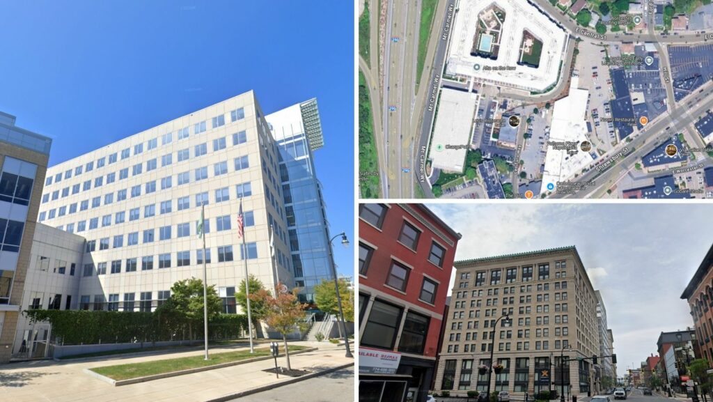 Commercial and residential properties showcasing flat roofing across Worcester, MA