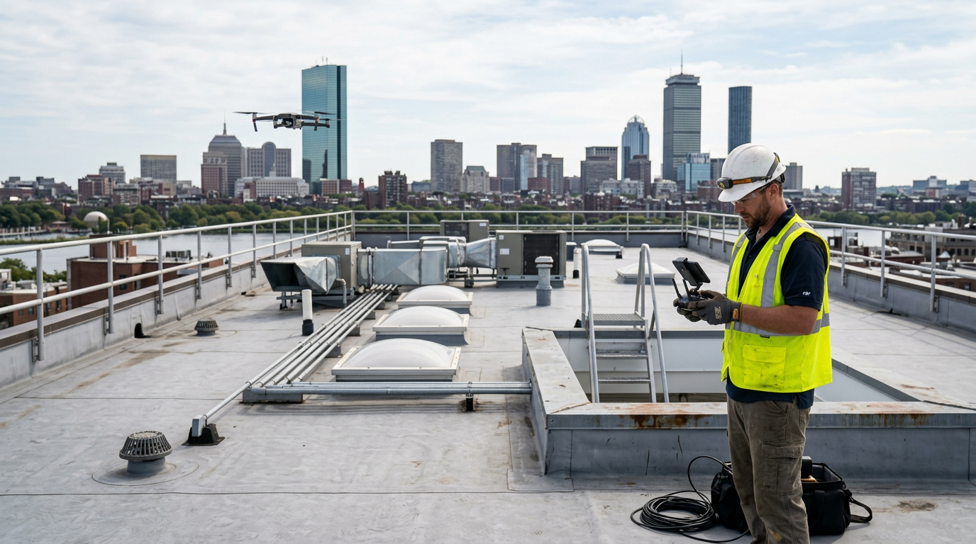 Drone roof inspection in Boston Massachusetts