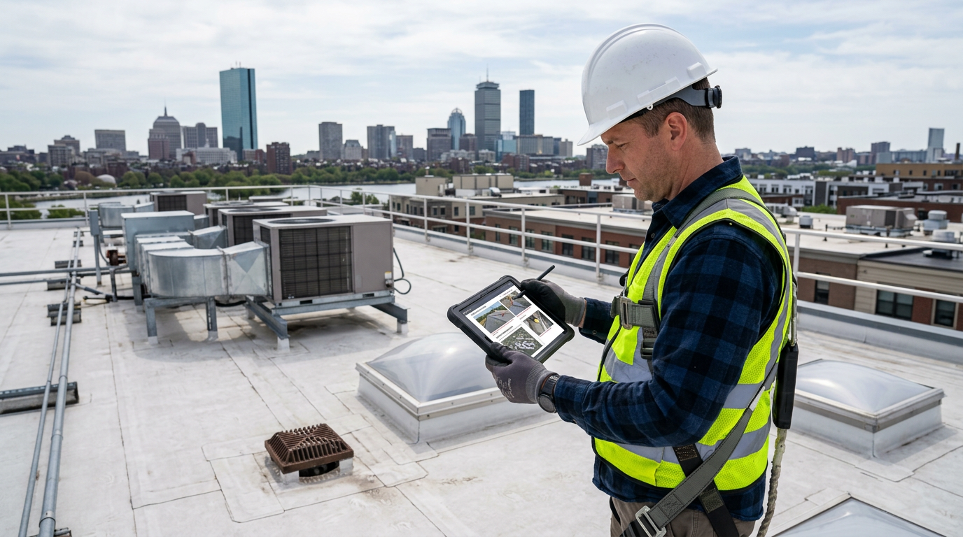 Drone roof condition report and aerial roof documentation