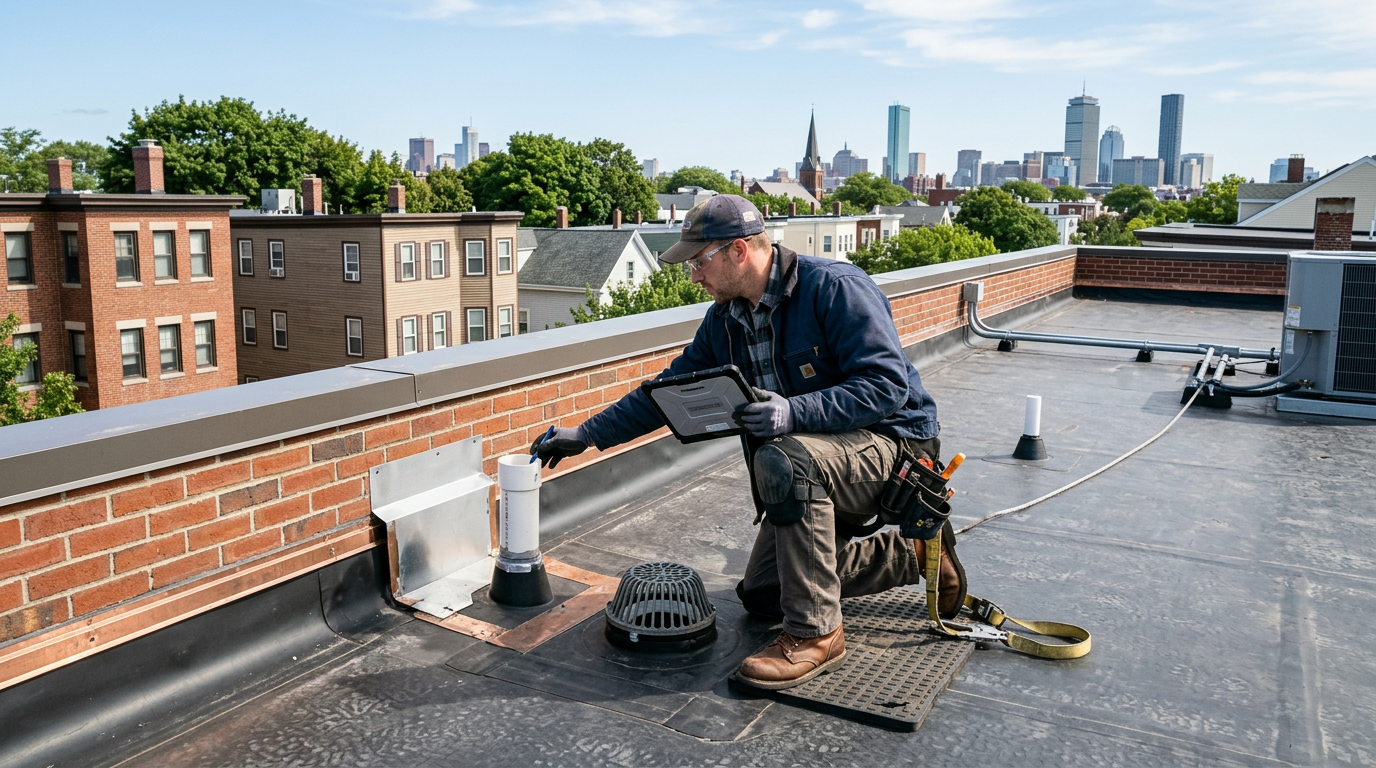 Flat roof inspection in Boston Massachusetts by ID Flat Roof